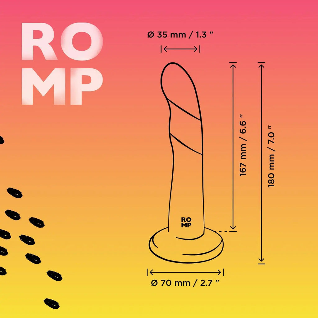 ROMP™ Dizi Curved Silicone Dildo - 7 Inch G-Spot & P-Spot Stimulator Multicolor
