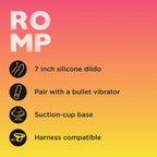 ROMP™ Dizi Curved Silicone Dildo - 7 Inch G-Spot & P-Spot Stimulator Multicolor