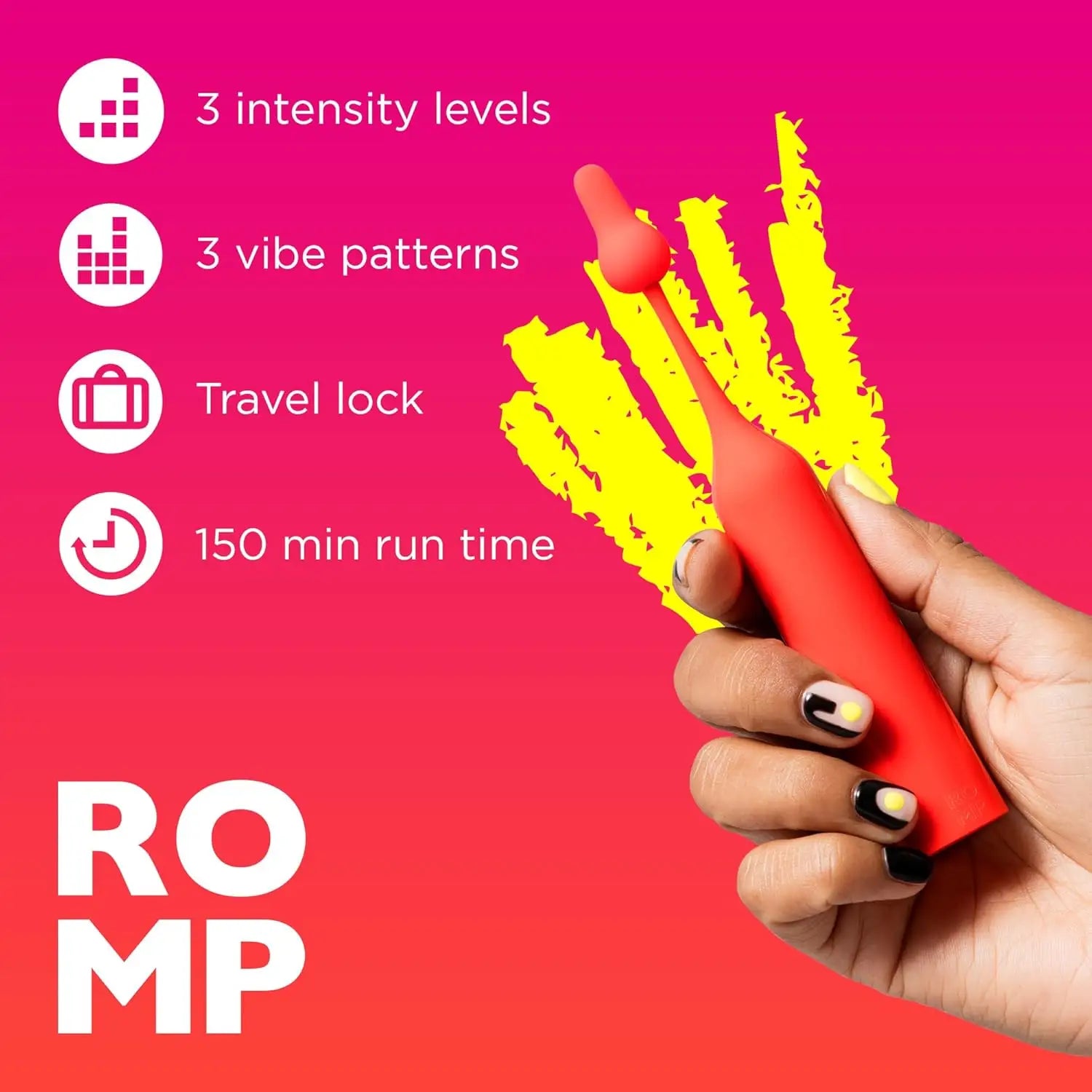 ROMP™ Pop Clitoral Vibrator with Dual Interchangeable Heads Red
