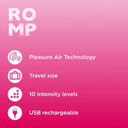 ROMP™ ROMP Spin Travel Clitoral Stimulator - Pleasure Air with Rotating Cover Case Multicolor