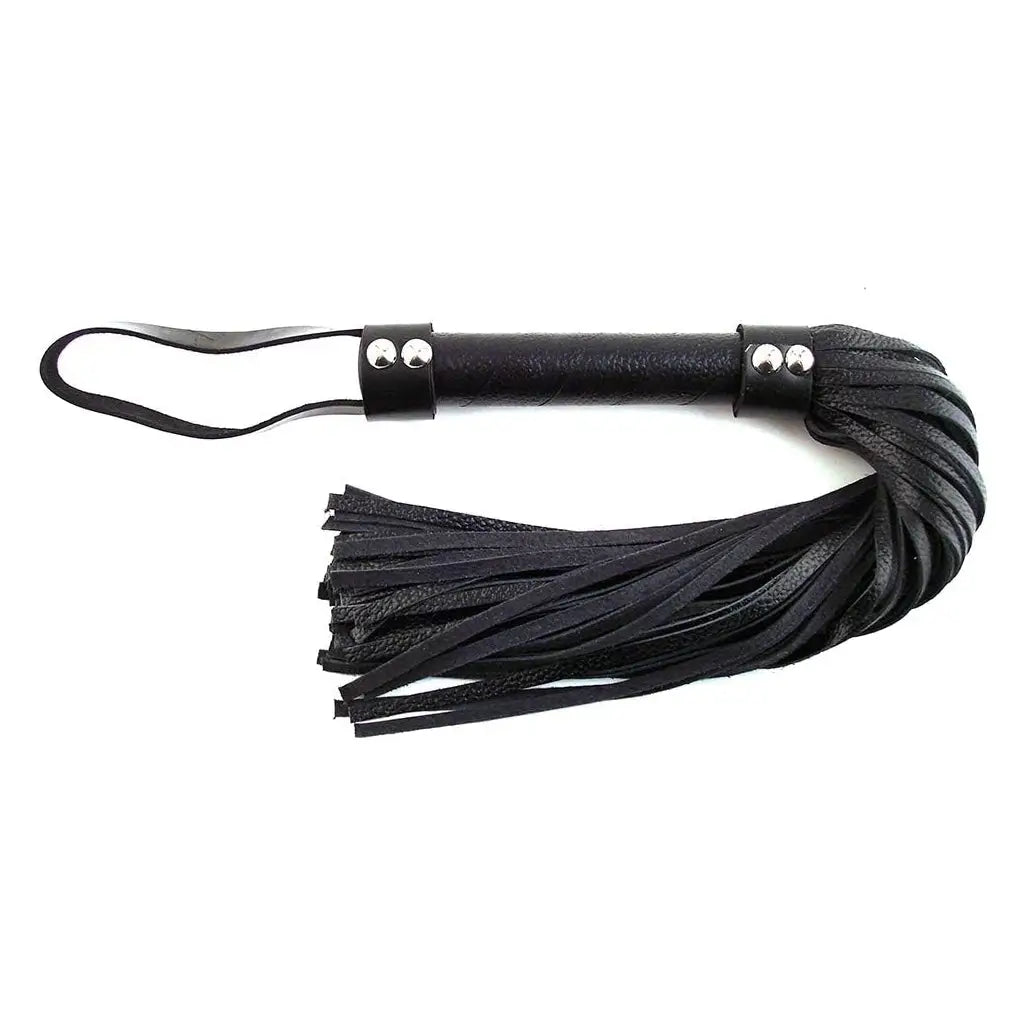 Rouge Garments® Garments H-Style Short Leather Flogger with Hand Loop Black