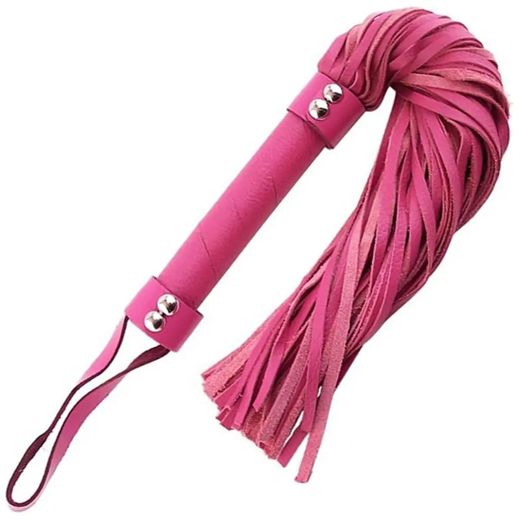 Rouge Garments® Garments H-Style Short Leather Flogger with Hand Loop Pink