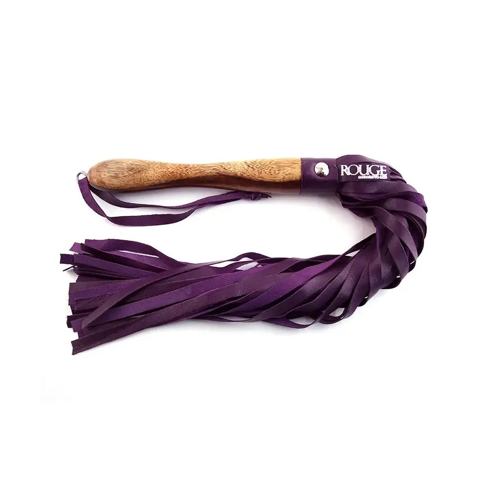 Rouge Garments® Garments Leather Flogger with Wooden Handle Purple