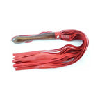 Rouge Garments® Garments Leather Flogger with Wooden Handle Red