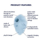 Satisfyer Cloud Dancer Touch-Free Double Air Pulse Vibrator Light Blue - Rolik®