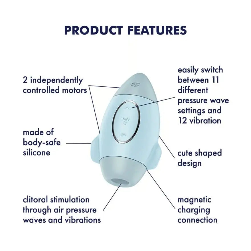 Satisfyer Mission Control Double Air Pulse Vibrator Light Blue - Rolik®
