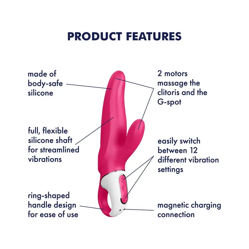Satisfyer Mr. Rabbit Dual Motor Vibrator - 12 Vibration Modes Magenta