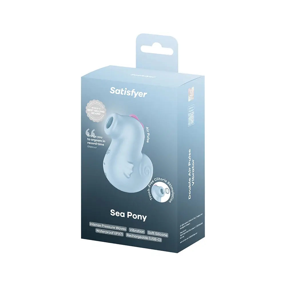 Satisfyer Sea Pony Air Pulse Clitoral Vibrator - Dual Motor Suction Toy Light Blue