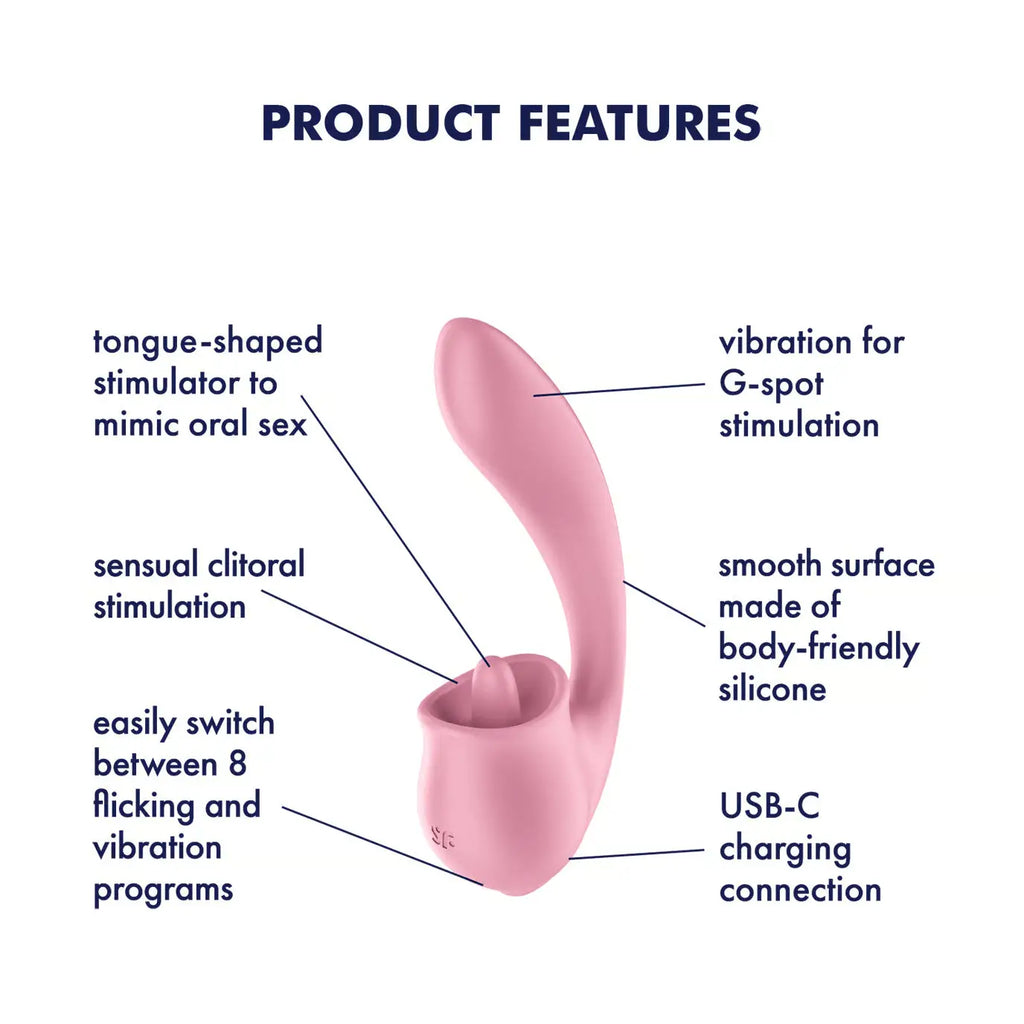 Satisfyer Tongue Genius Dual Stimulator – Clitoral & G-Spot Vibrator Pink