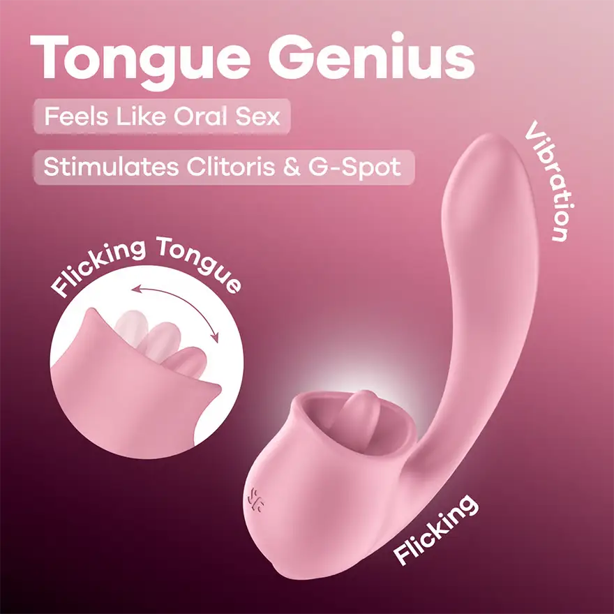 Satisfyer Tongue Genius Dual Stimulator – Clitoral & G-Spot Vibrator Pink