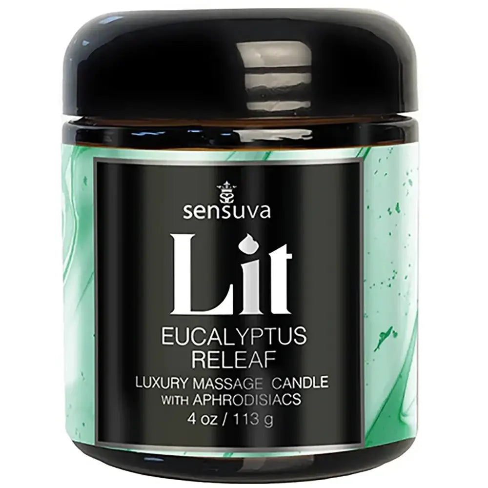 Sensuva Aphrodisiac Massage Candle – Warm Oil for Intimate Moments Lit (Eucalyptus & Tea Leaf)