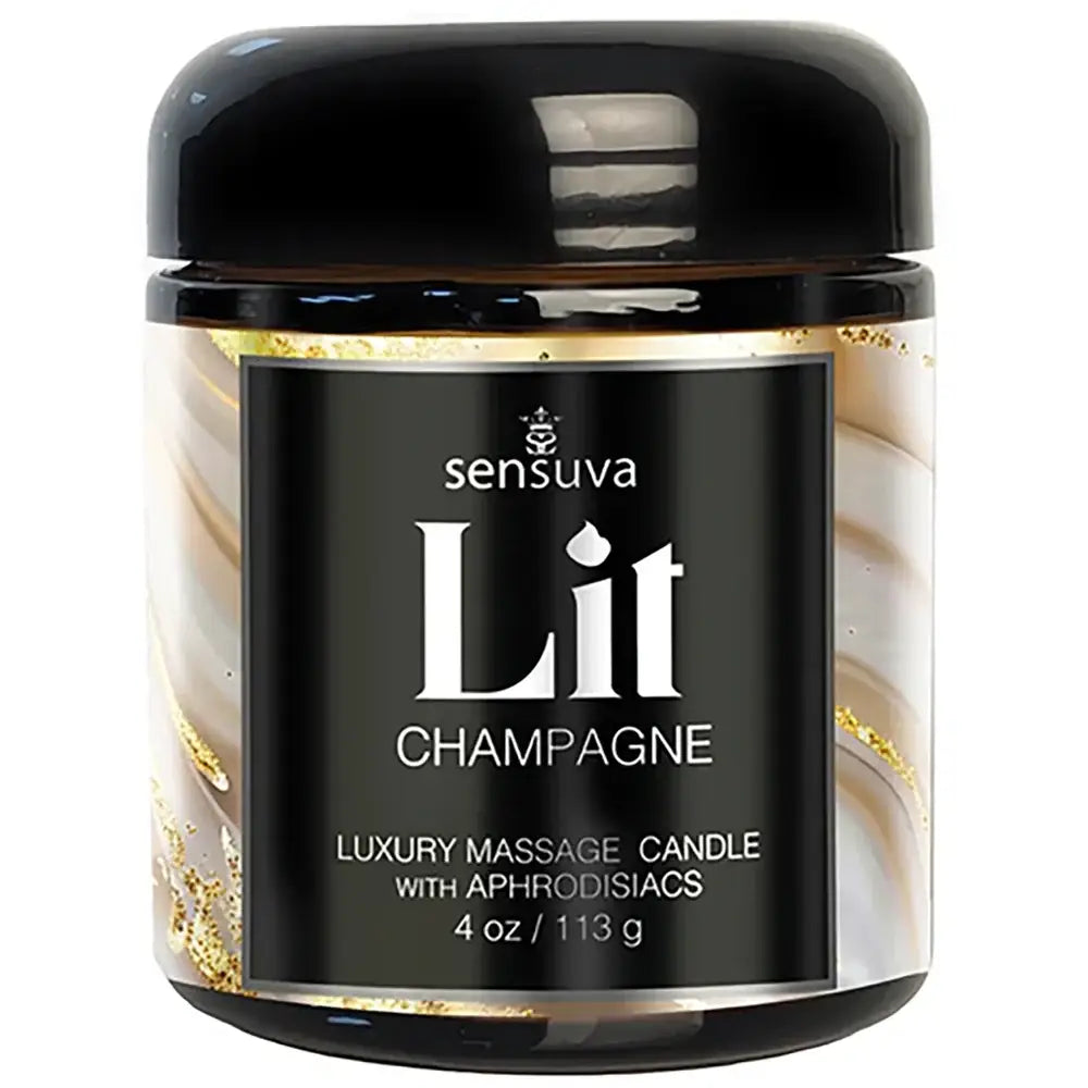 Sensuva Aphrodisiac Massage Candle – Warm Oil for Intimate Moments Lit (Champagne)