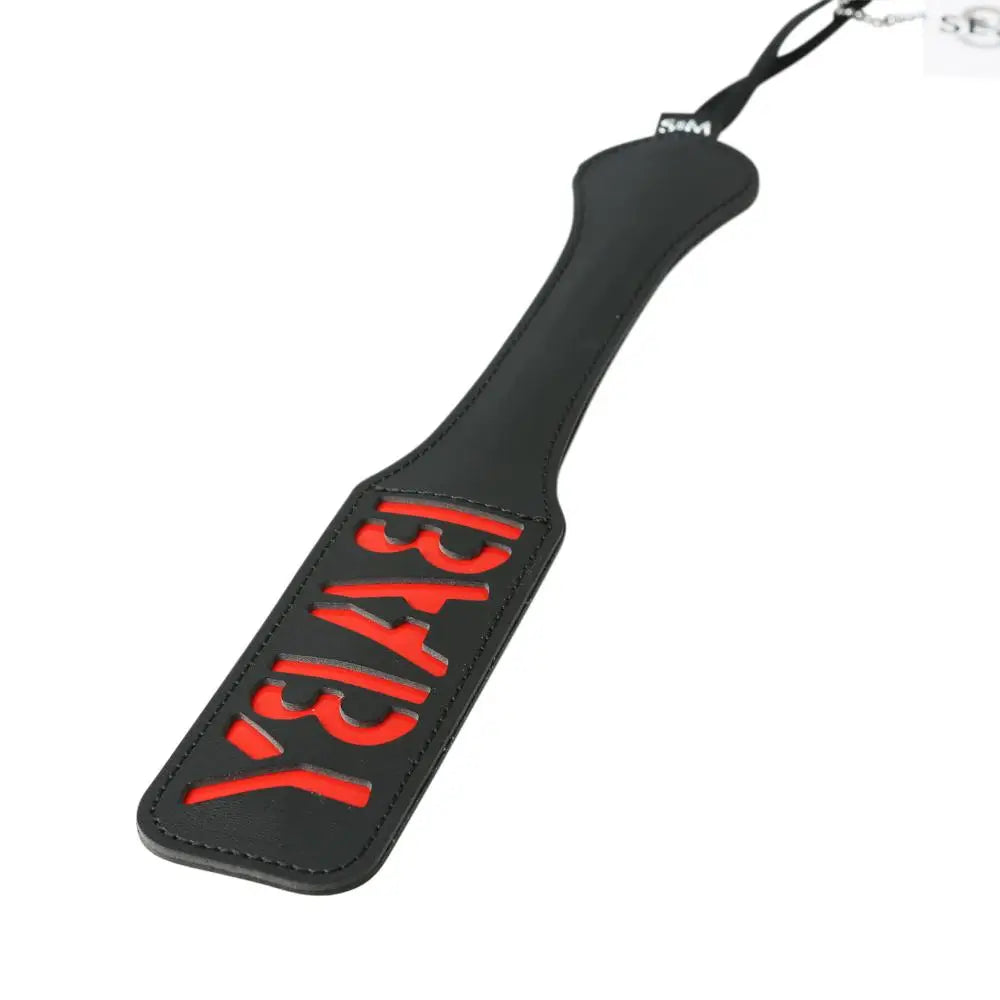 Sex & Mischief® Faux Leather Impression Paddle - Baby / Black - Flogger