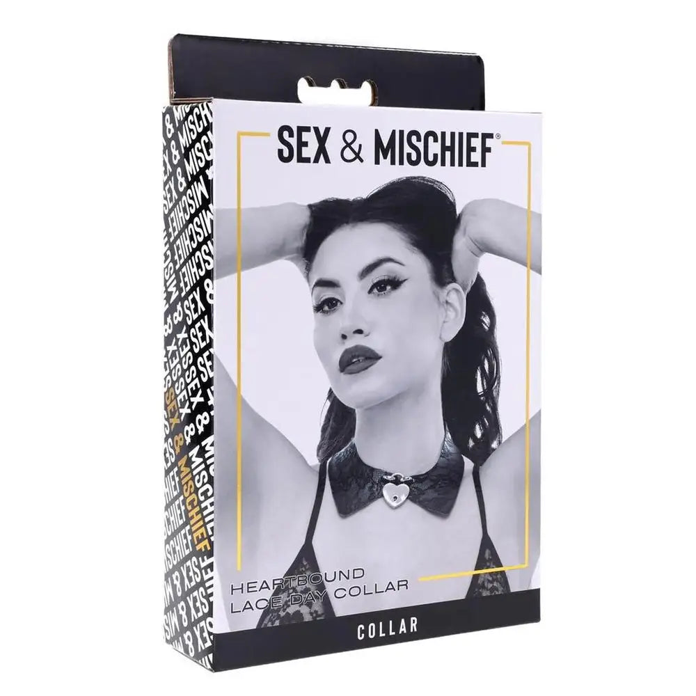 Sex & Mischief® Heartbound Lace Day Collar - Black - Restraints