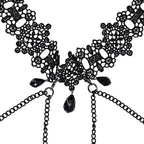 Sex & Mischief® Lace Collar with Nipple Ties - Clamps