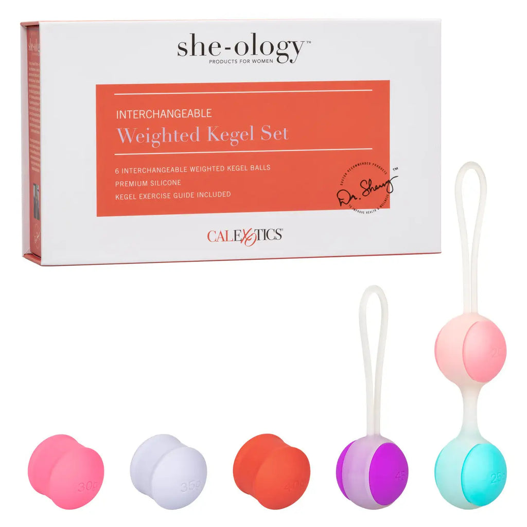 She-ology® Interchangeable Weighted Kegel Set - Rainbow - Kegels