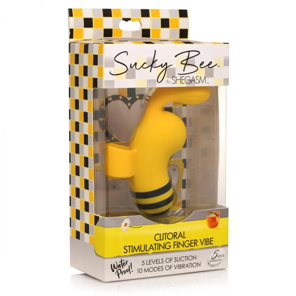 Shegasm™ Sucky Bee Clitoral Stimulating Finger Vibrator - Yellow