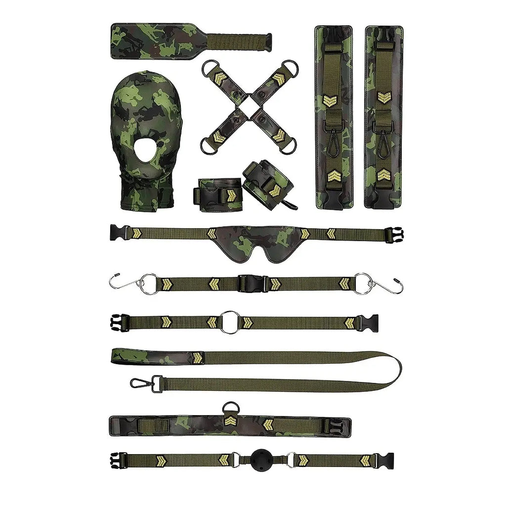 Army Bondage Kit for Playful Fun includes Breathable Ball Gag - Camo - Restraints