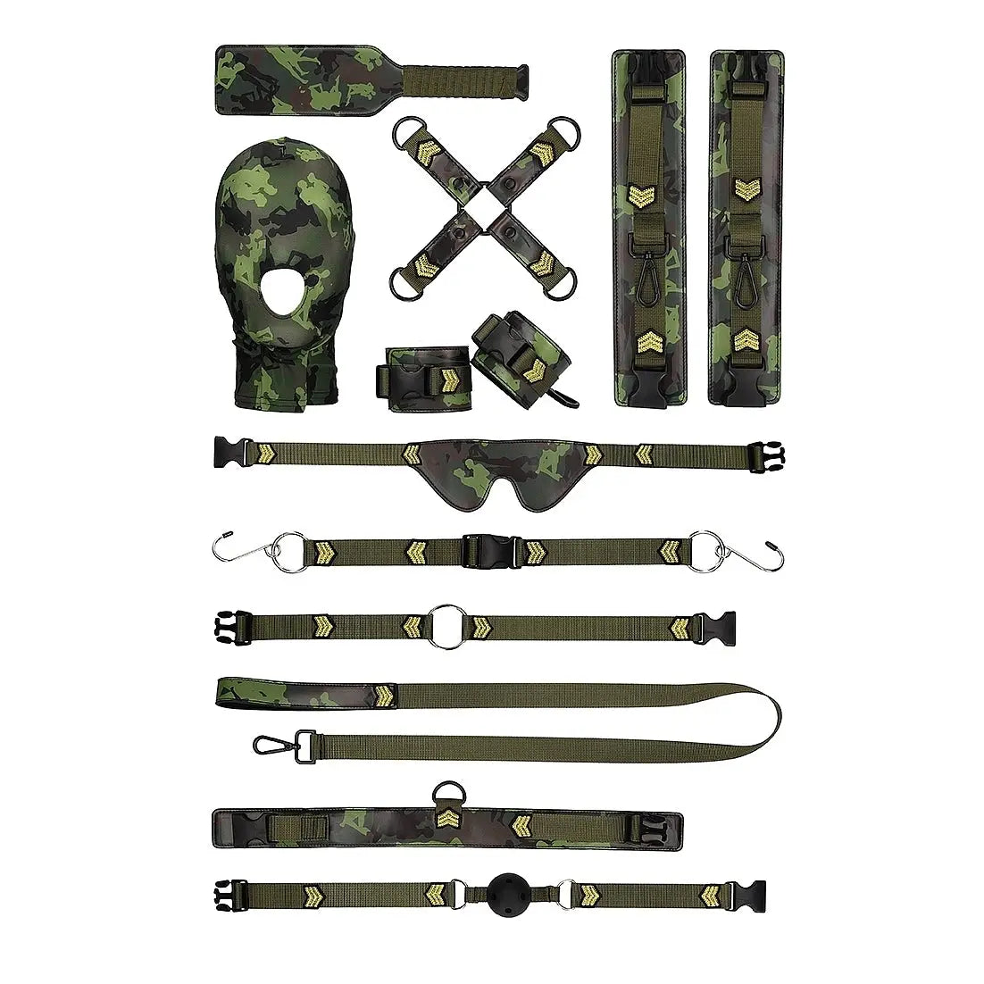Army Bondage Kit for Playful Fun includes Breathable Ball Gag - Camo - Restraints
