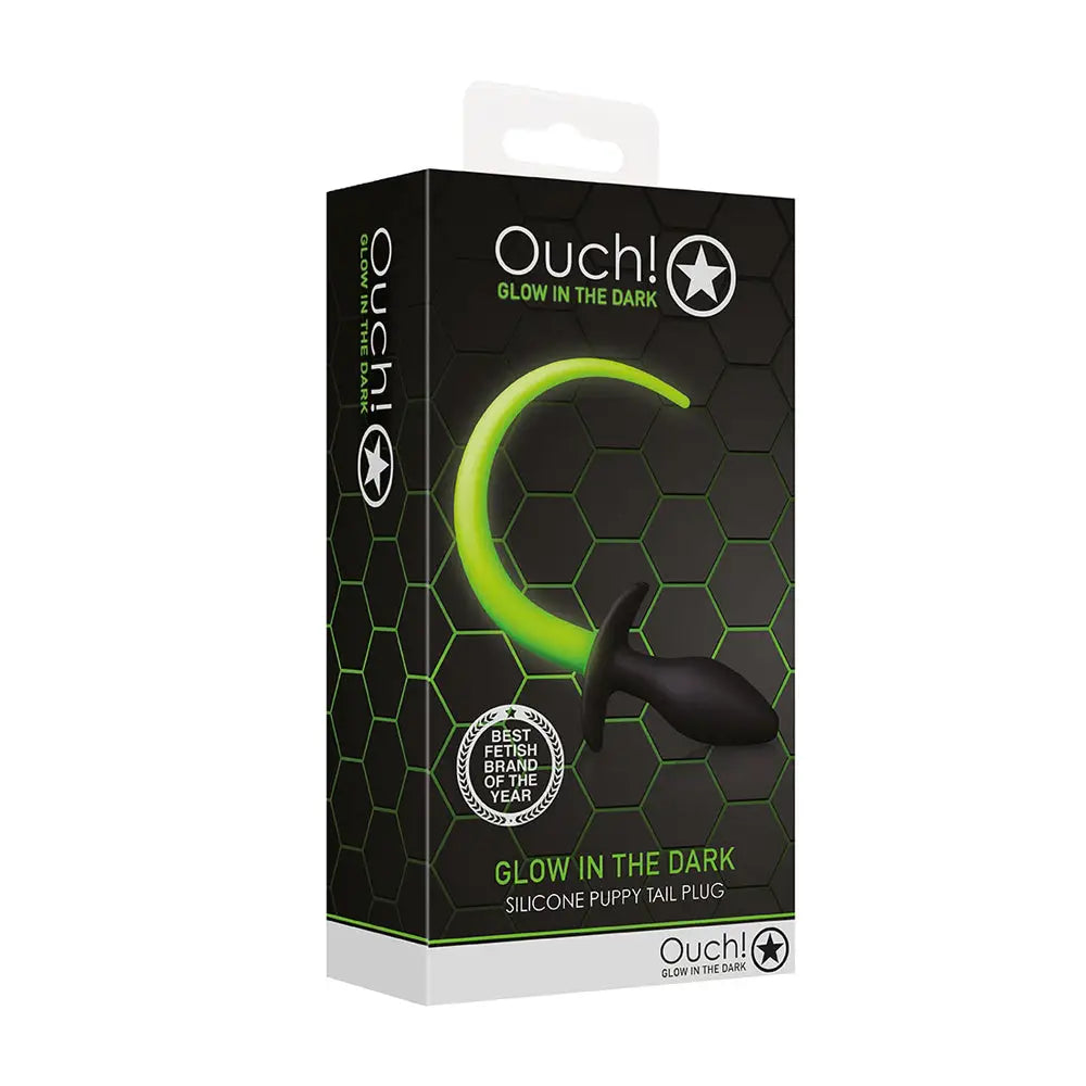 Ouch! Glow in the Dark Puppy Tail Plug - Glow in the Dark - Butt Plug