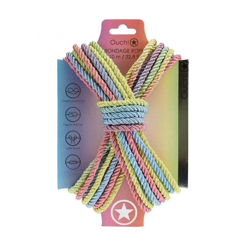Shots Ouch! Nylon 10m/32' Bondage Rope Pastel Rainbow - Rolik®