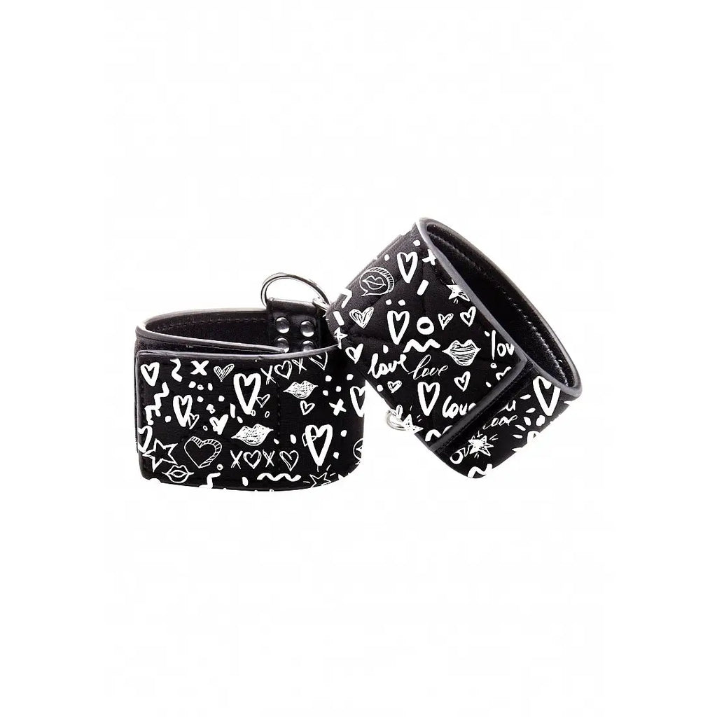 Ouch! Love Street Art Hand Cuffs - Black - Restraints