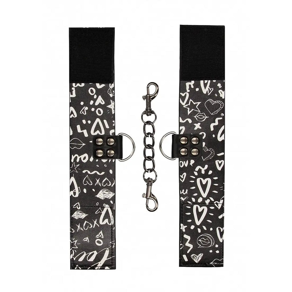 Ouch! Love Street Art Hand Cuffs - Black - Restraints