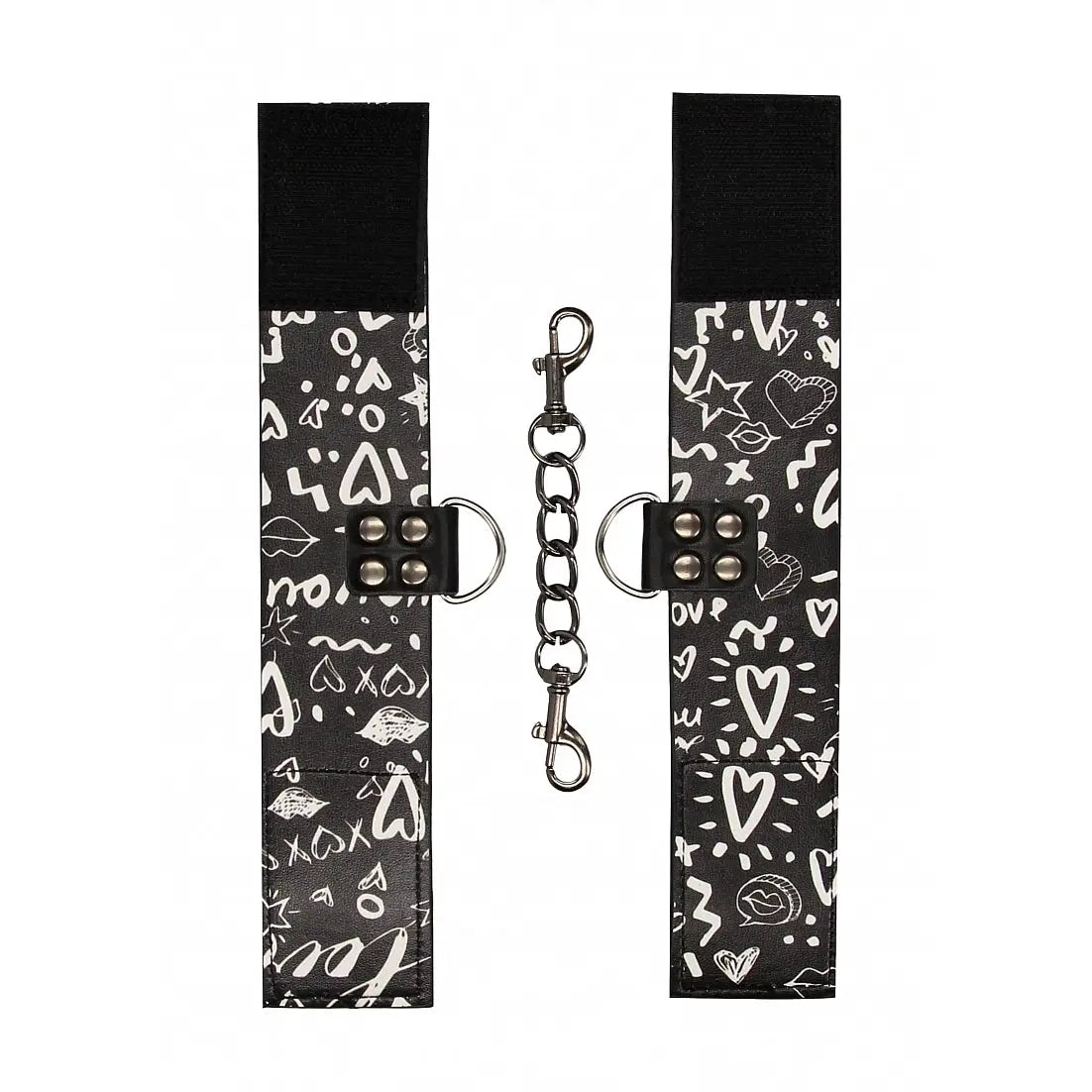 Ouch! Love Street Art Hand Cuffs - Black - Restraints