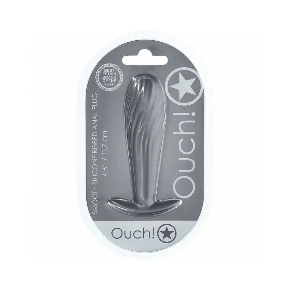 Ouch! Smooth Silicone Ribbed Anal Plug - Butt