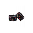 Ouch! Old School Tattoo Printed Ankle Cuffs - Black - Restraints