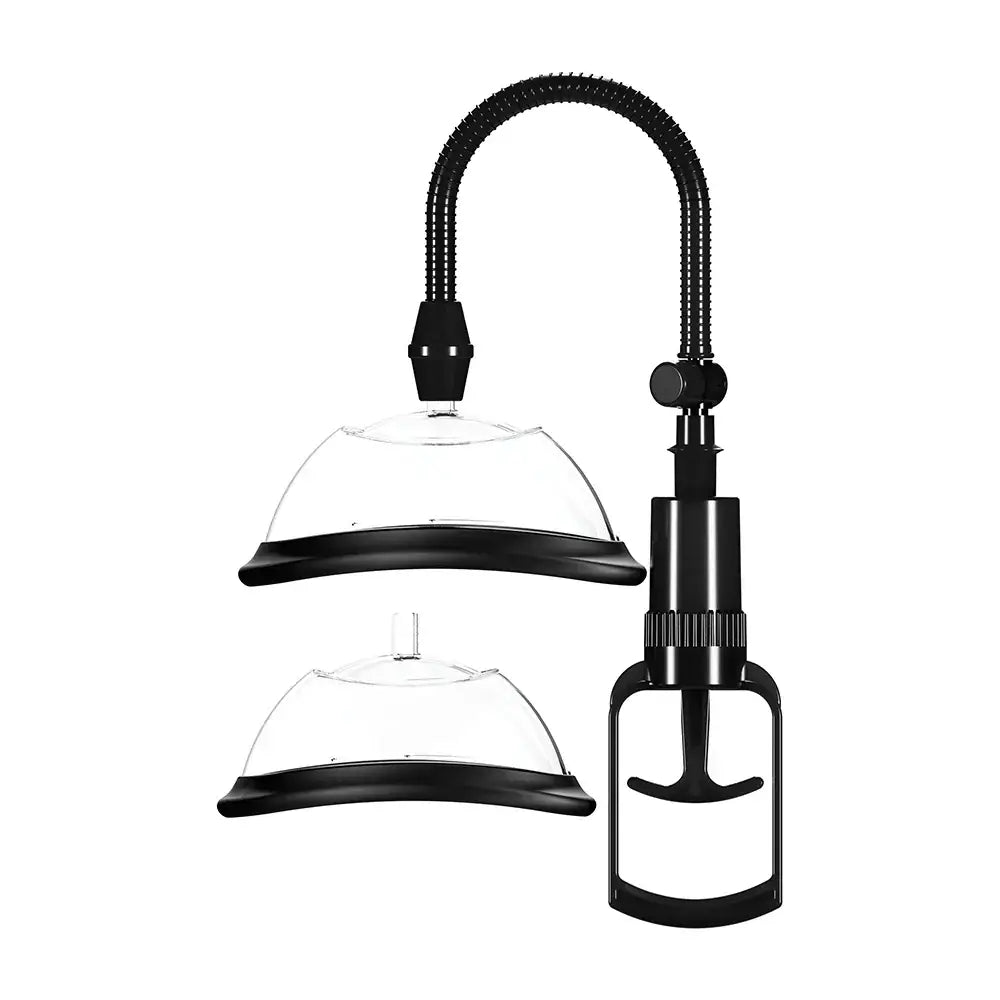 Shots Pumped Manual Vulva Pump Kit | 2 Cups Hose & Hand Black