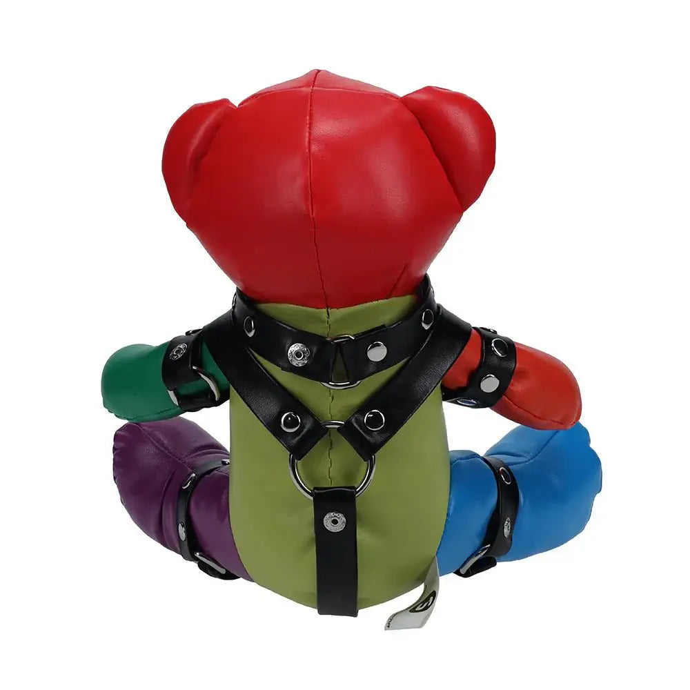 Rainbow Bear Plushie in Black Harness - Rolik®
