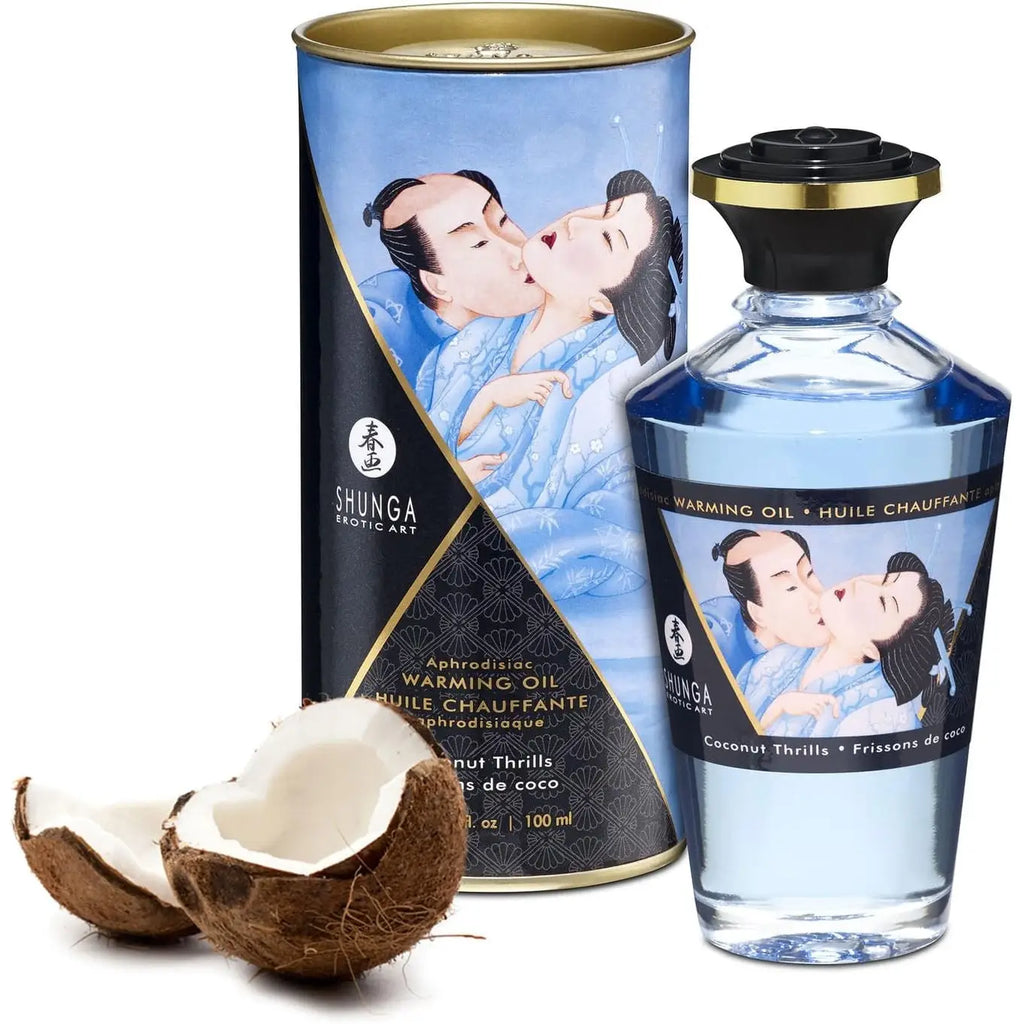 Shunga Aphrodisiac Warming Oil – Kissable Heating Massage Coconut