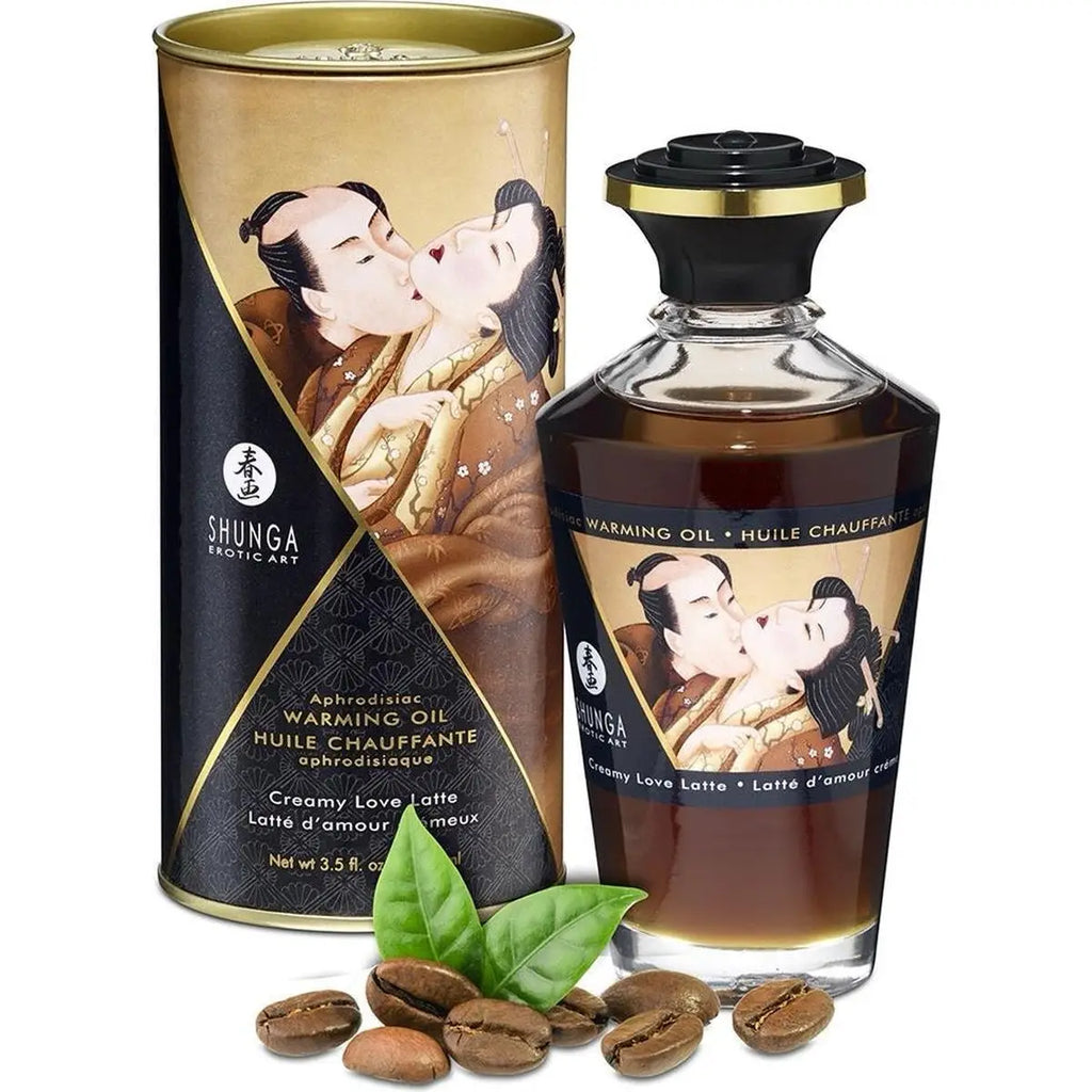 Shunga Aphrodisiac Warming Oil – Kissable Heating Massage Creamy Latte