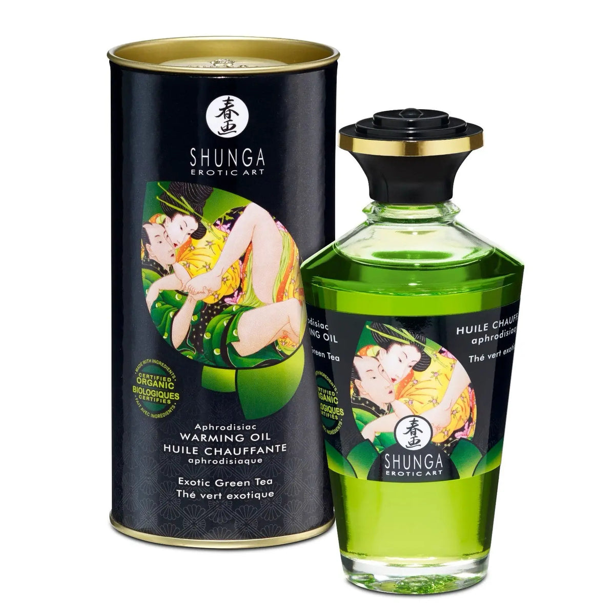Shunga Aphrodisiac Warming Oil – Kissable Heating Massage Green Tea