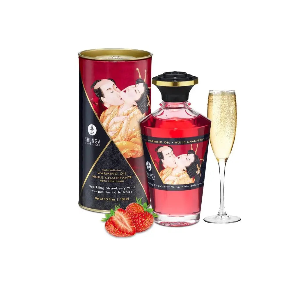 Shunga Aphrodisiac Warming Oils - Sparkling Strawberry Wine - Massage Oil
