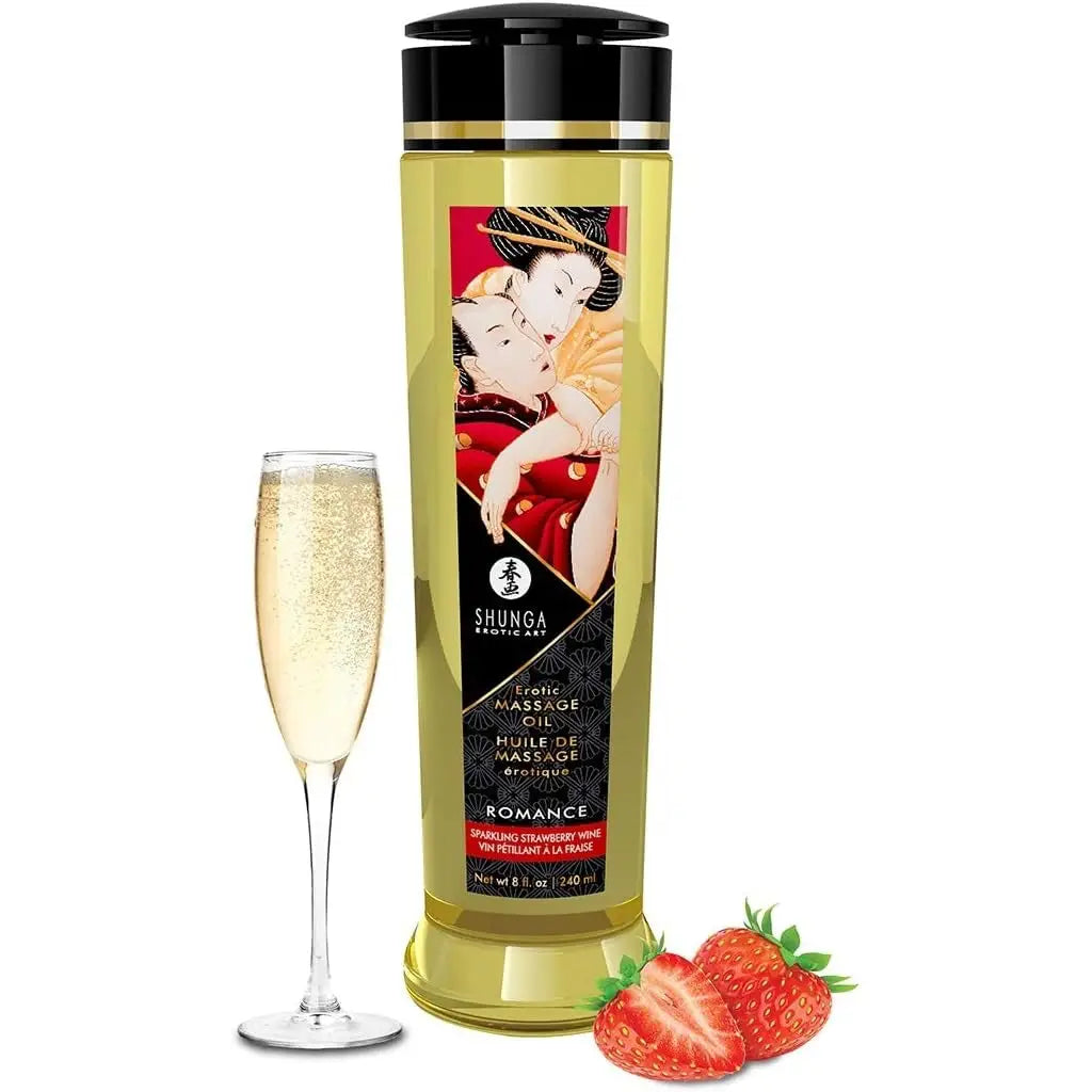 Shunga Erotic Massage Oil Romance - Sparkling Strawberry Wine