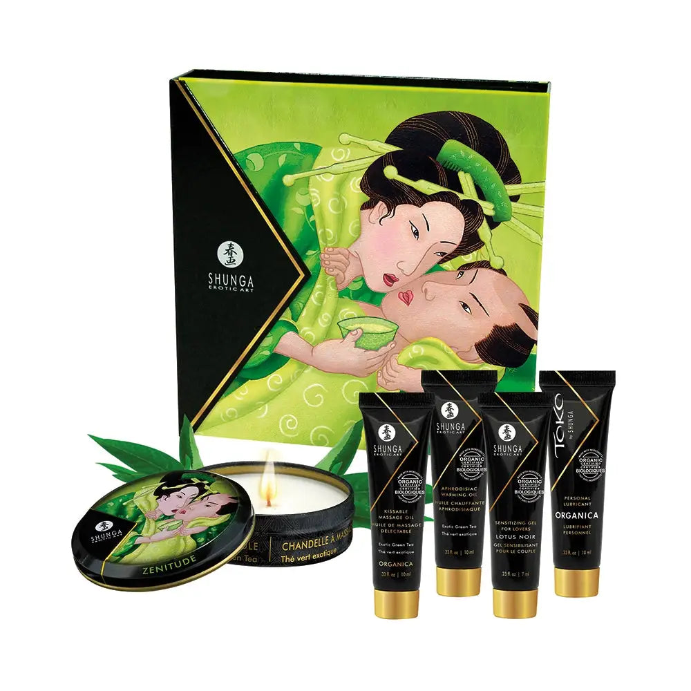 Shunga Geisha’s Secrets Gift Set - Green Tea - Massage Oil