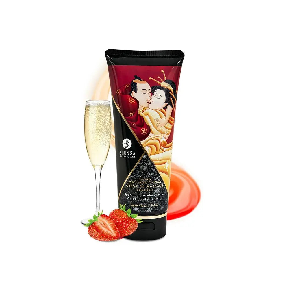 Shunga Kissable Massage Cream - Sparkling Strawberry Wine - Lotion