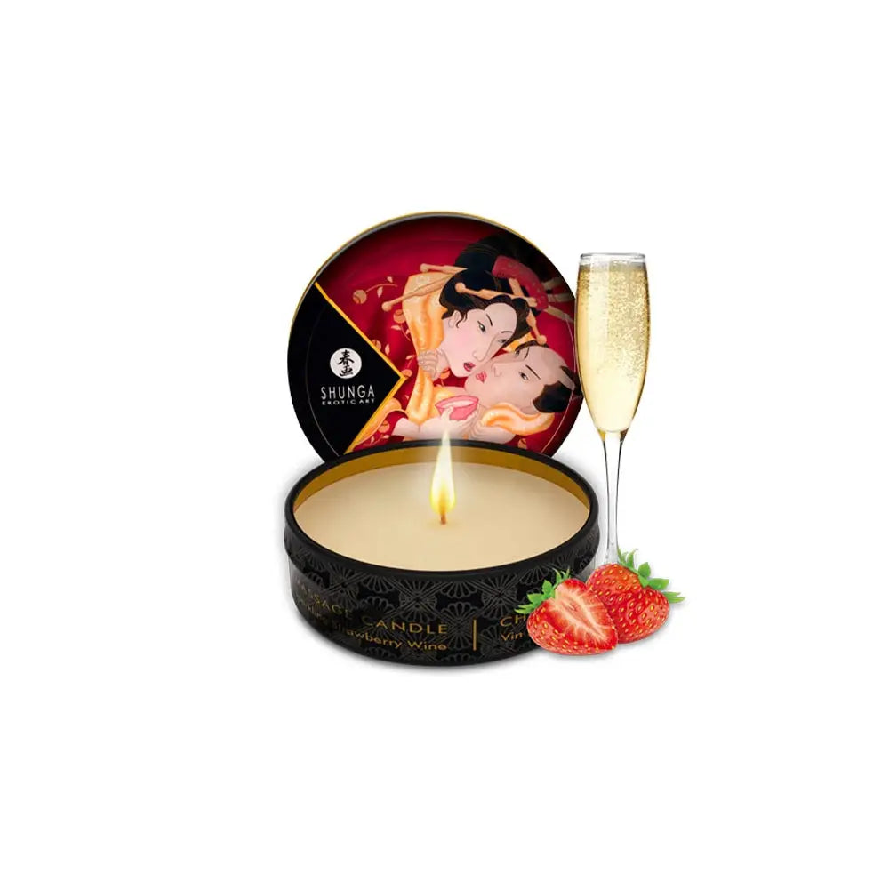 Shunga Mini Massage Candles - Sparkling Strawberry Wine - Candle