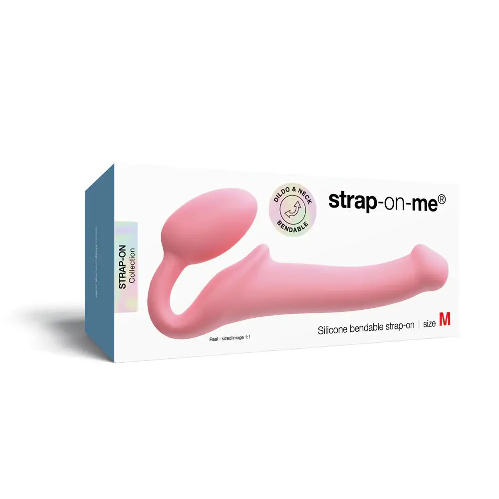 Silicone Bendable Strapless Strap On Pink / Medium Dildo