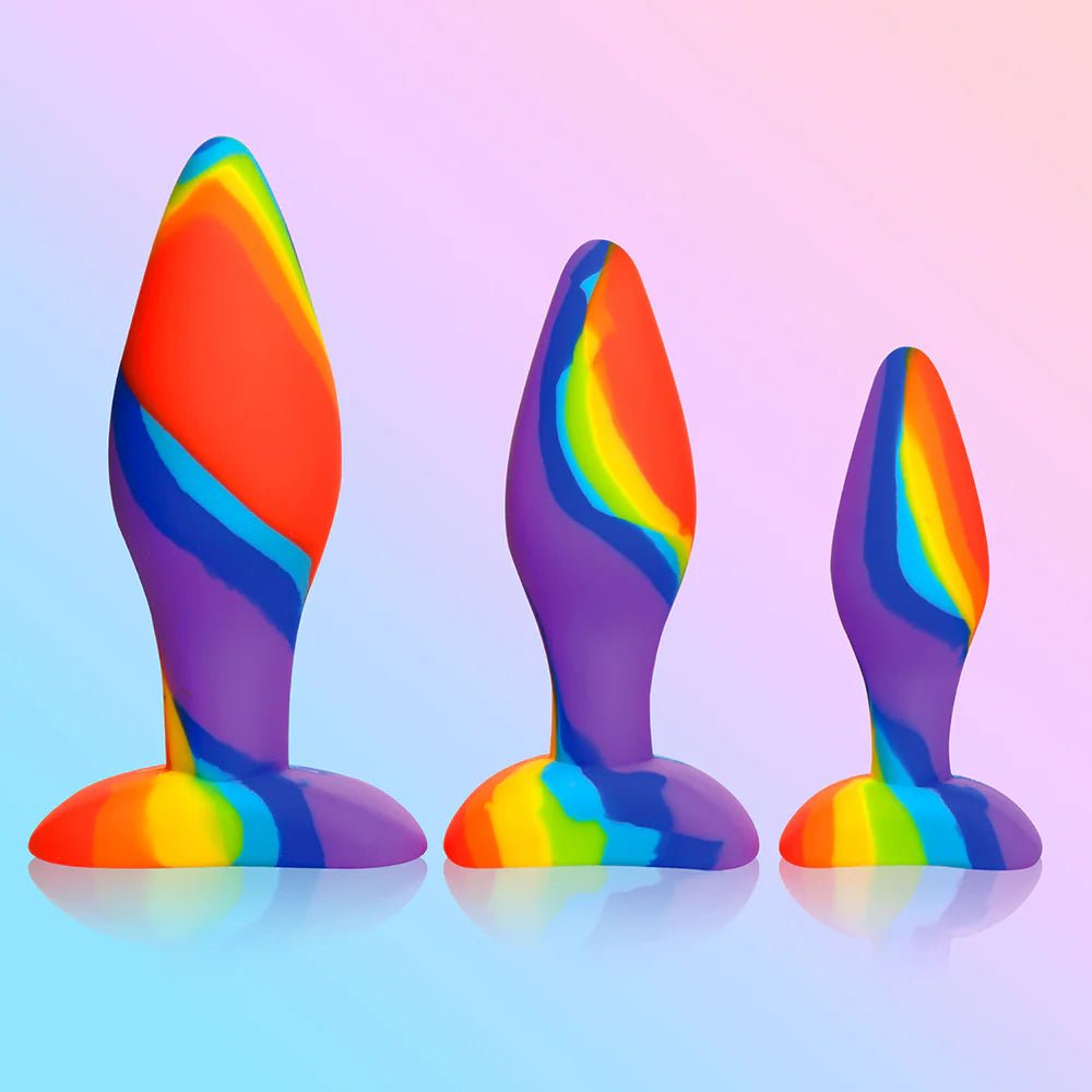 Simply Sweet Rainbow Silicone Butt Plug 3 - Piece Set - Rolik®