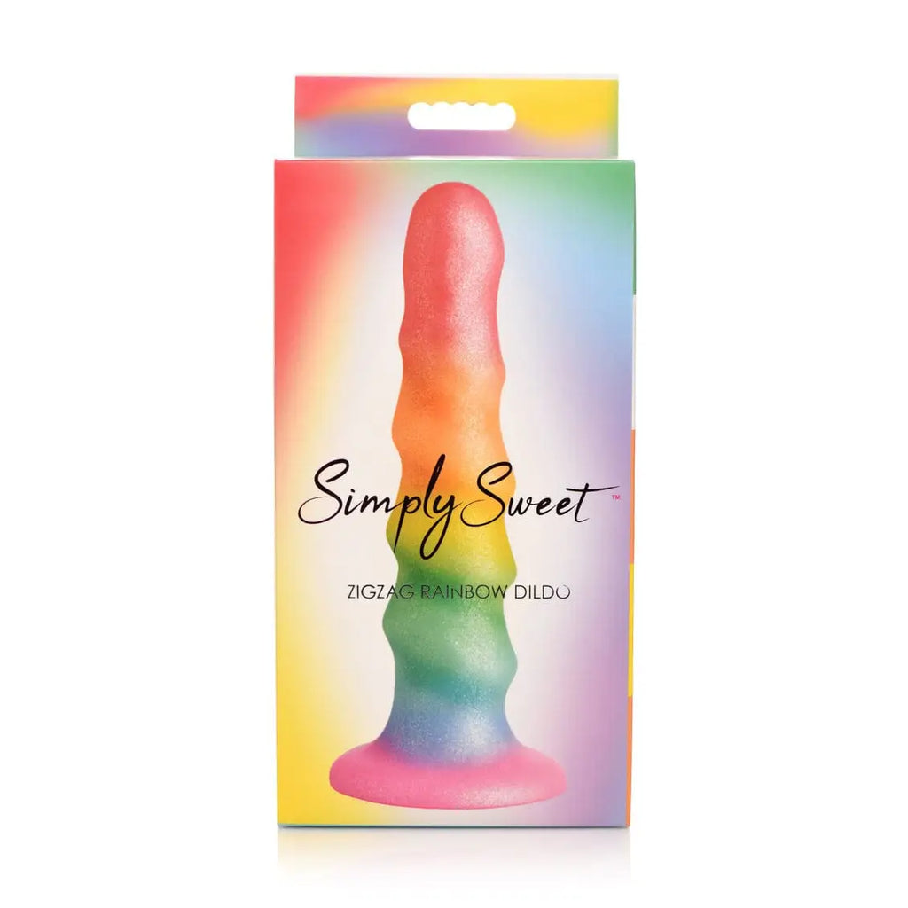 Simply Sweet Zigzag Rainbow Silicone Dildo - Rolik®