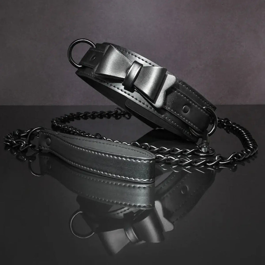 Sincerely® Bow Tie Collar & Leash - Black - Restraints