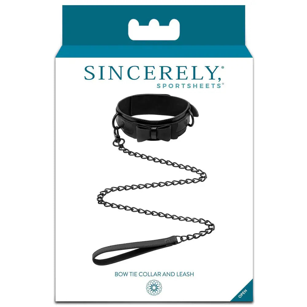 Sincerely® Bow Tie Collar & Leash - Black - Restraints
