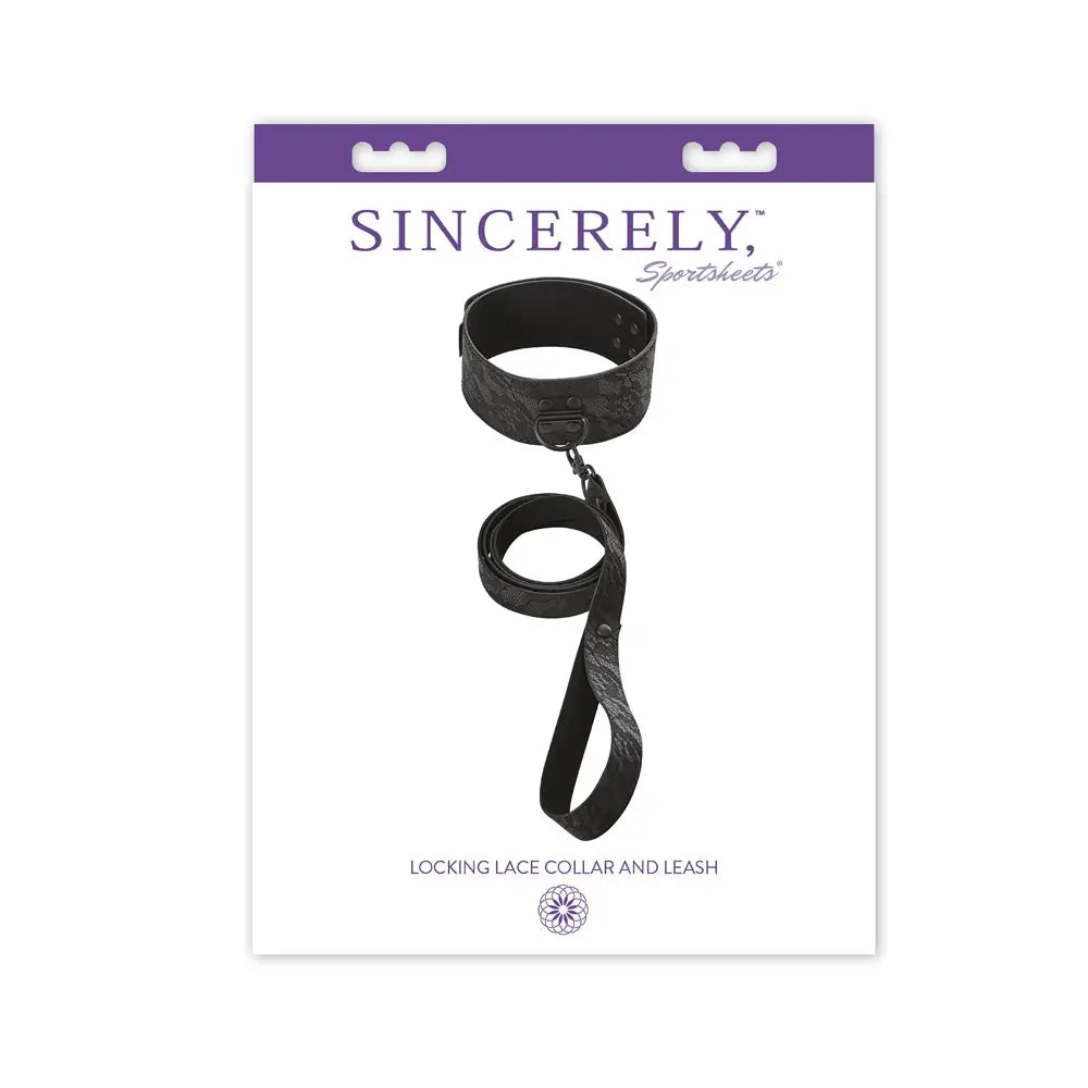 Sincerely® Locking Lace Collar & Leash - Black - Restraints
