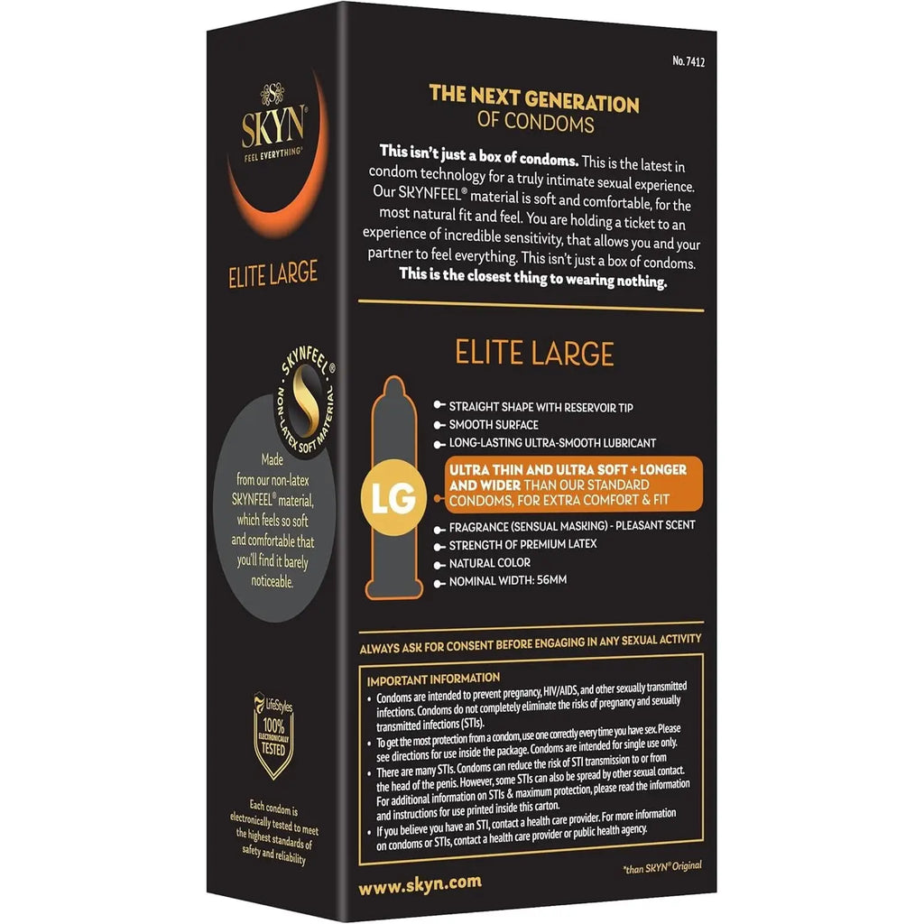 12 Pack SKYN® Elite Large Lubricated Non-Latex Condoms