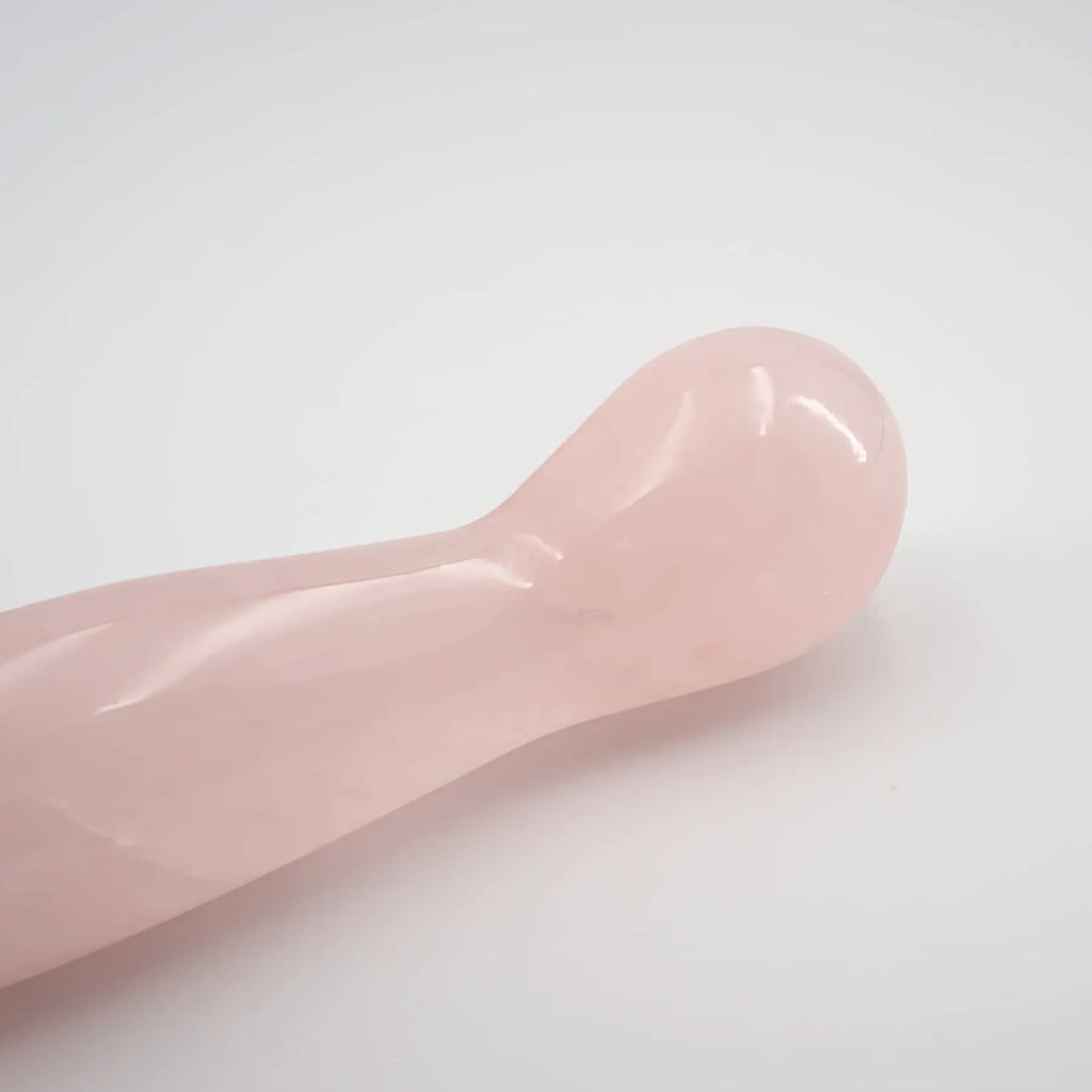 Solace Rose Quartz Wand / 7’’ Curved Double End Bulbous Tapered