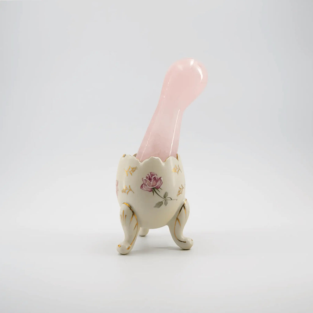 Solace Rose Quartz Wand / 7’’ Curved Double End Bulbous Tapered