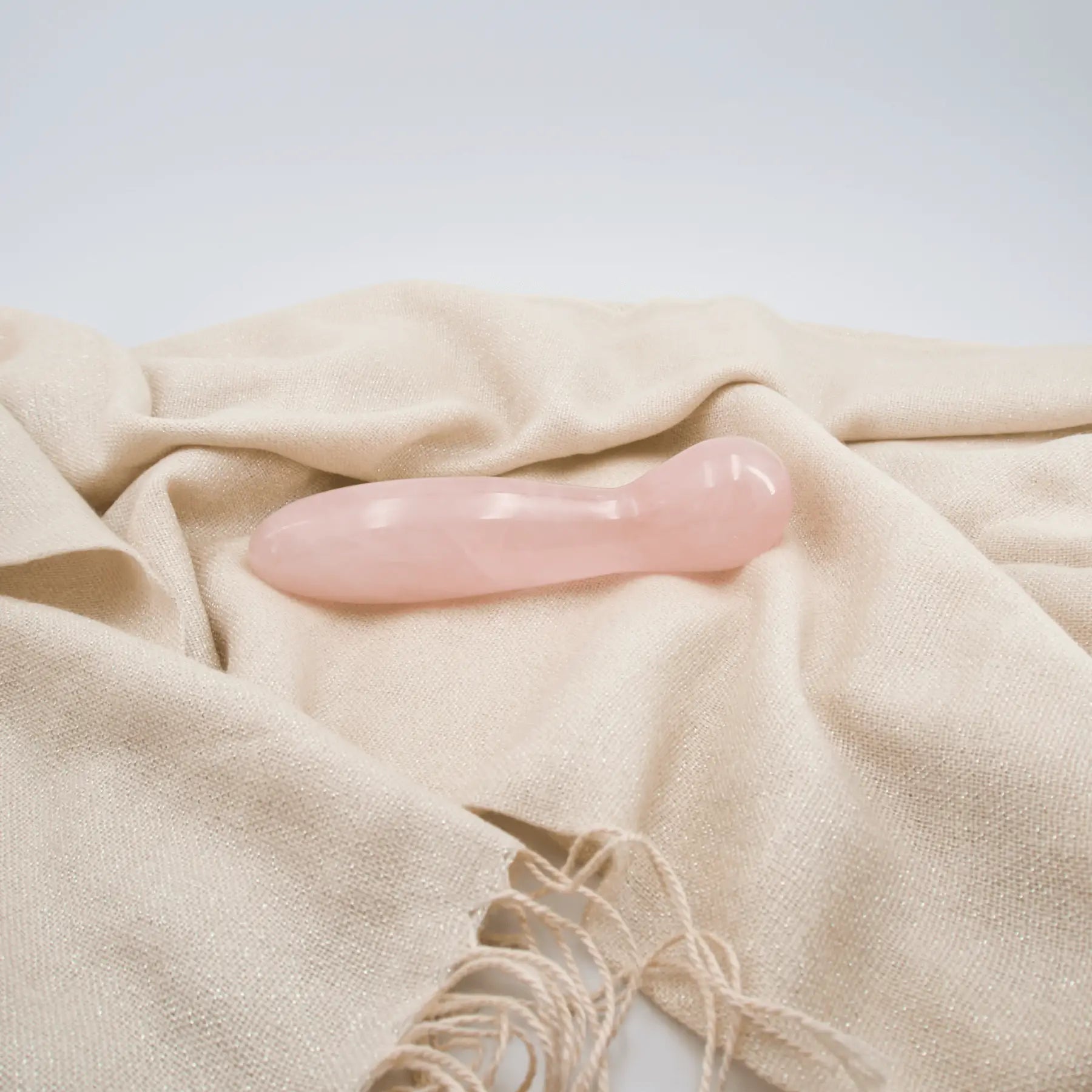 Solace Rose Quartz Wand / 7’’ Curved Double End Bulbous Tapered